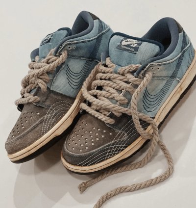 Nike Sb Dunk Low Denim Sashiko Sun Faded Rope Laces Andu