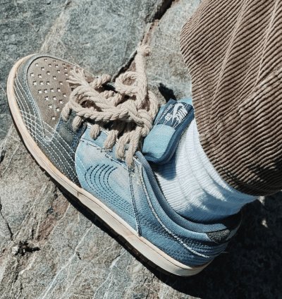 Nike Sb Dunk Low Denim Sashiko Sun Faded Rope Laces Andu