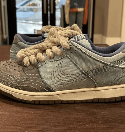 Nike Sb Dunk Low Denim Sashiko Sun Faded Rope Laces Andu