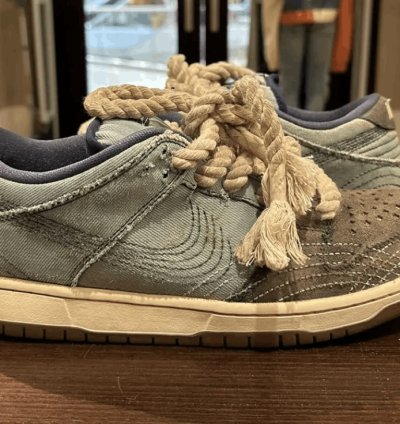 Nike Sb Dunk Low Denim Sashiko Sun Faded Rope Laces Andu