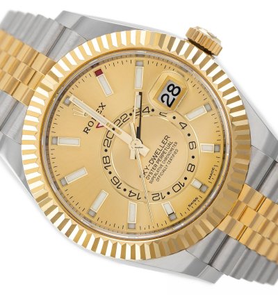 Rolex Sky-dweller Jubilee Steel Yellow Gold 18k Gold Dial Ref 326933 Full Set Unworn