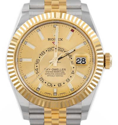 Rolex Sky-dweller Jubilee Steel Yellow Gold 18k Gold Dial Ref 326933 Full Set Unworn