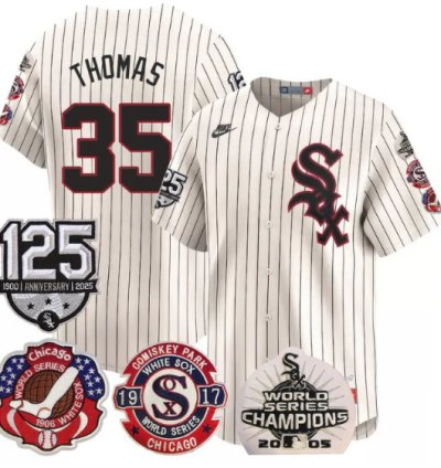 Frank Thomas Jersey 35 Chicago White Sox 125th Anniversary World Series Champions Cream