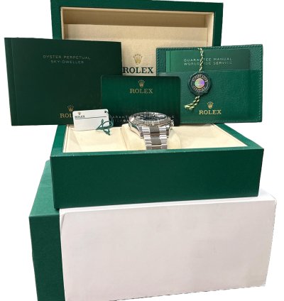 Rolex Sky-dweller March 2025 Papers Rolex Sky-dweller Blue 18k Oyster 42mm 336934 Box