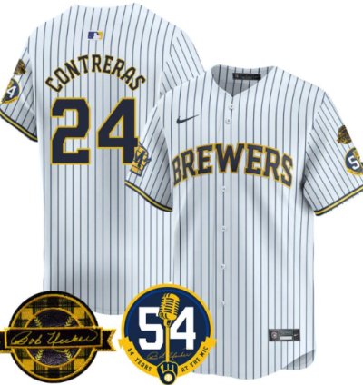 William Contreras Jersey 24 Milwaukee Brewers 2025 Bob Uecker Stitched White