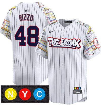 Anthony Rizzo Jersey 48 New York Yankees The Bronx Subway Style Premier Stitched Pinstripe