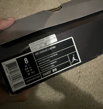 Jordan 5s Metallic 2011 Size 8