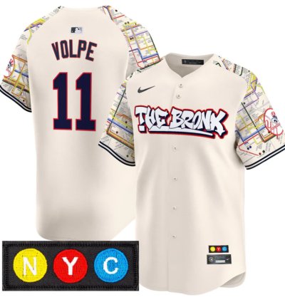 Anthony Volpe Jersey 11 New York Yankees The Bronx Subway Style Premier Stitched Cream