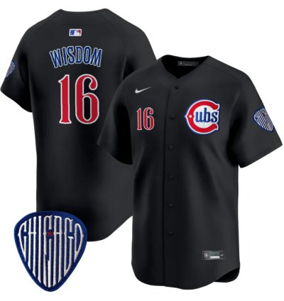 Patrick Wisdom Jersey 16 Chicago Cubs Blue Alternate Vapor Premier Limited Stitched Black