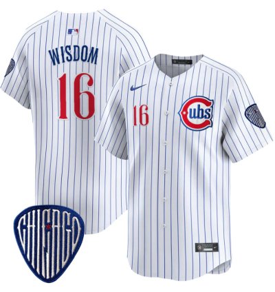 Patrick Wisdom Jersey 16 Chicago Cubs Blue Alternate Vapor Premier Limited Stitched Pinstripe