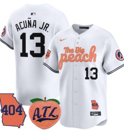 Ronald Acuna Jr Jersey 13 Atlanta Braves 404 The Big Peach Premier Limited Stitched White
