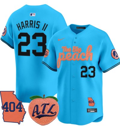 Michael Harris Ii Jersey 23 Atlanta Braves 404 The Big Peach Premier Limited Stitched Light Blue