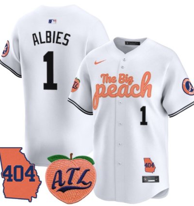 Ozzie Albies Jersey 1 Atlanta Braves 404 The Big Peach Premier Limited Stitched White