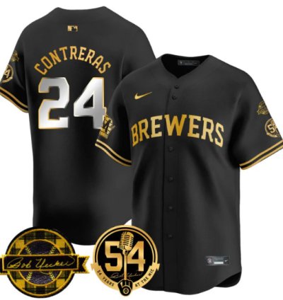 William Contreras Jersey 24 Milwaukee Brewers 2025 Bob Uecker Black Gold