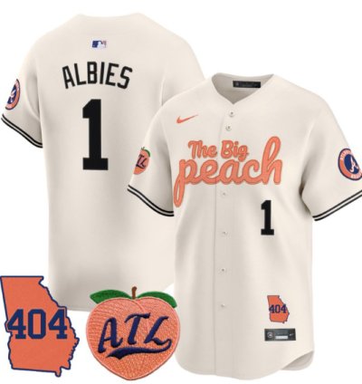 Ozzie Albies Jersey 1 Atlanta Braves 404 The Big Peach Premier Limited Stitched Cream