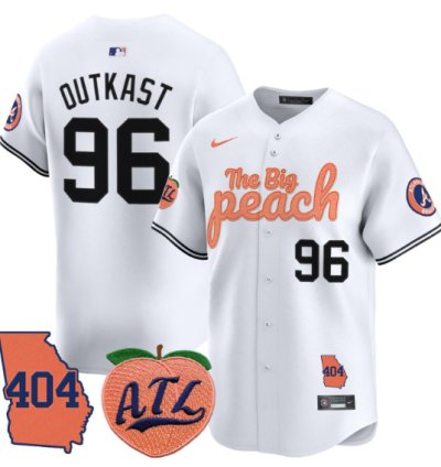 Outkast Jersey 96 Atlanta Braves 404 The Big Peach Premier Limited Stitched White