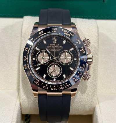 Rolex Daytona Rose Gold Black Dial Oysterflex Bracelet 116515ln