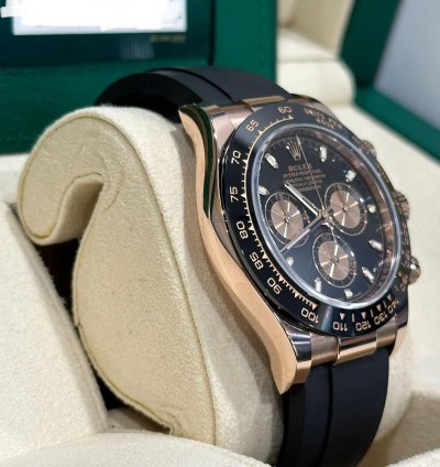 Rolex Daytona Rose Gold Black Dial Oysterflex Bracelet 116515ln
