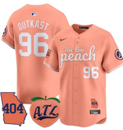 Outkast Jersey 96 Atlanta Braves 404 The Big Peach Premier Limited Stitched Peach