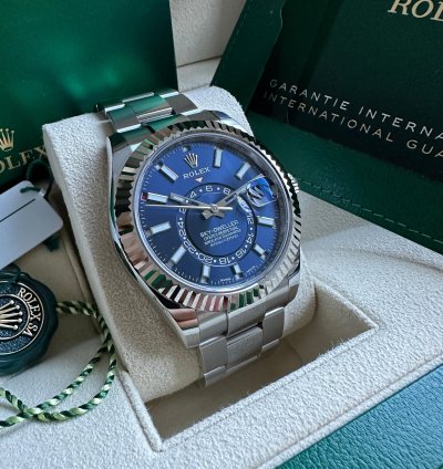 Rolex Sky-dweller New 2023 Blue Dial Stainless Steel Oyster Bracelet Fluted Bezel 42mm