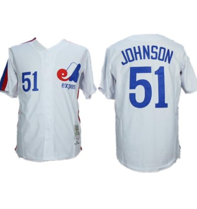 Montreal Expos Randy Johnson White Cooperstown Throwback Jersey