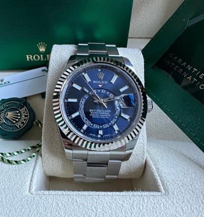 Rolex Sky-dweller New 2023 Blue Dial Stainless Steel Oyster Bracelet Fluted Bezel 42mm
