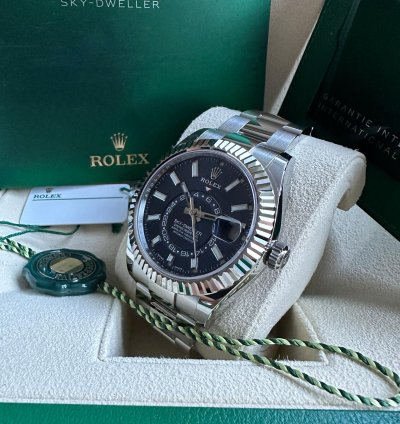 Rolex Sky-dweller New 2023 Blue Dial Stainless Steel Oyster Bracelet Fluted Bezel 42mm