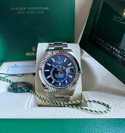 Rolex Sky-dweller New 2023 Blue Dial Stainless Steel Oyster Bracelet Fluted Bezel 42mm