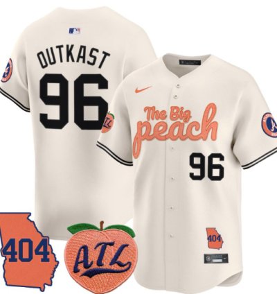 Outkast Jersey 96 Atlanta Braves 404 The Big Peach Premier Limited Stitched Cream