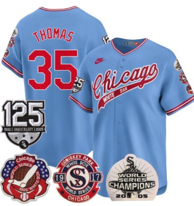 Frank Thomas Jersey 35 Chicago White Sox 125th Anniversary World Series Champions Blue
