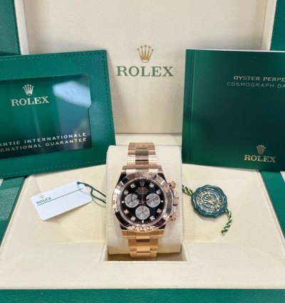Rolex Daytona Rose Gold Black Diamond Dial 2024