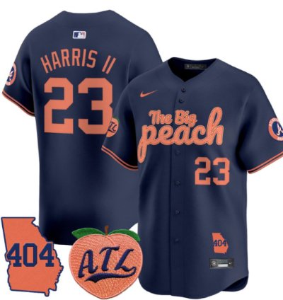 Michael Harris Ii Jersey 23 Atlanta Braves 404 The Big Peach Premier Limited Stitched Navy