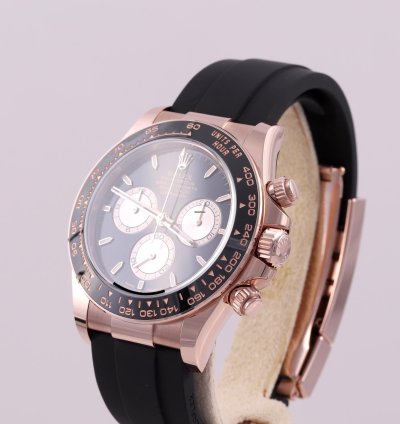 Rolex Daytona Rose Gold Black Sundust Dial Ceramic Everose Oysterflex Box Card 126515ln