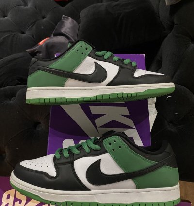 Nike Sb Dunk Low Green Black Toe Bq6817-302 Men Sz 12 Used