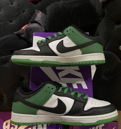 Nike Sb Dunk Low Green Black Toe Bq6817-302 Men Sz 12 Used