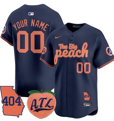 Custom Atlanta Braves Jersey 404 The Big Peach Vapor Premier Limited Stitched Navy