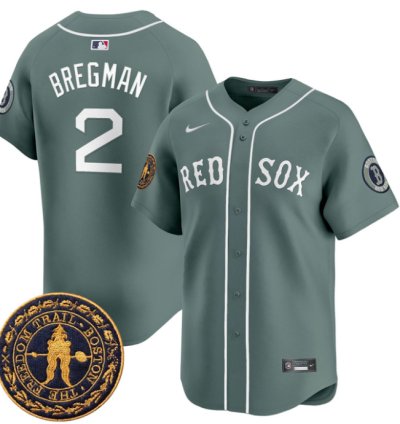 Alex Bregman Jersey 2 Boston Red Sox Freedom Trail Patch Vapor Premier Limited Stitched Green