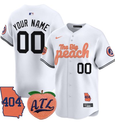 Custom Atlanta Braves Jersey 404 The Big Peach Vapor Premier Limited Stitched White