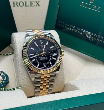 Rolex Sky-dweller New 2024 336933 Jubilee Bracelet Black Dial - Two Tone Yellow Gold