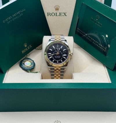Rolex Sky-dweller New 2024 336933 Jubilee Bracelet Black Dial - Two Tone Yellow Gold