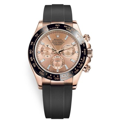 Rolex Daytona Rose Gold Cosmograph Daytona 40 Watch - Pink Baguette Diamond Dial 116515ln