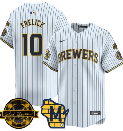 Sal Frelick Jersey 10 Milwaukee Brewers 2025 Limited Bob Uecker Patch Stitched White