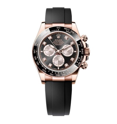 Rolex Daytona Rose Gold Cosmograph Daytona Watch - Black Bezel - Black And Sundust Diamond Dial 126515