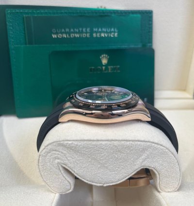 Rolex Daytona Rose Gold Daytona 40 Watch - Black Index Dial - Black Oysterflex Strap Reference 116515ln