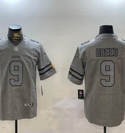 New Orleans Saints Drew Brees Heather Grey Throwback Jersey