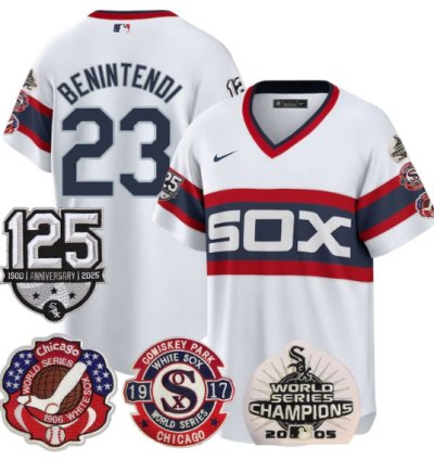 Andrew Benintendi Jersey 23 Chicago White Sox World Series Champions White 1983