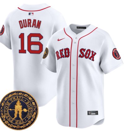 Jarren Duran Jersey 16 Boston Red Sox Freedom Trail Patch Vapor Premier Limited Stitched White