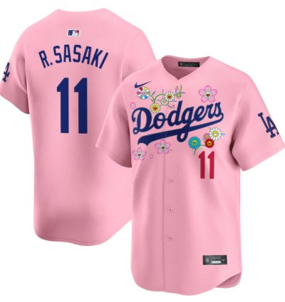 Roki Sasaki Jersey 11 Dodgers X Takashi Murakami 2025 Vapor Limited Stitched Cherry Blossom