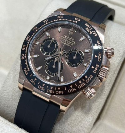 Rolex Daytona Rose Gold Daytona Oysterflex Chocolate Brown Dial 2023 116515ln Box And Papers