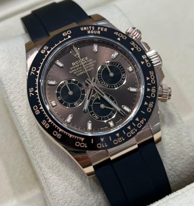 Rolex Daytona Rose Gold Daytona Oysterflex Chocolate Brown Dial 2023 116515ln Box And Papers